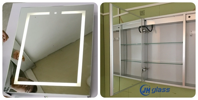 Jinghu Glass Wholesale Price Lighted Medicine Cabinet Recessed or Surface Mount, Defogger, Dimmer Bathroom Lighted Medicine Vanity Cabinet