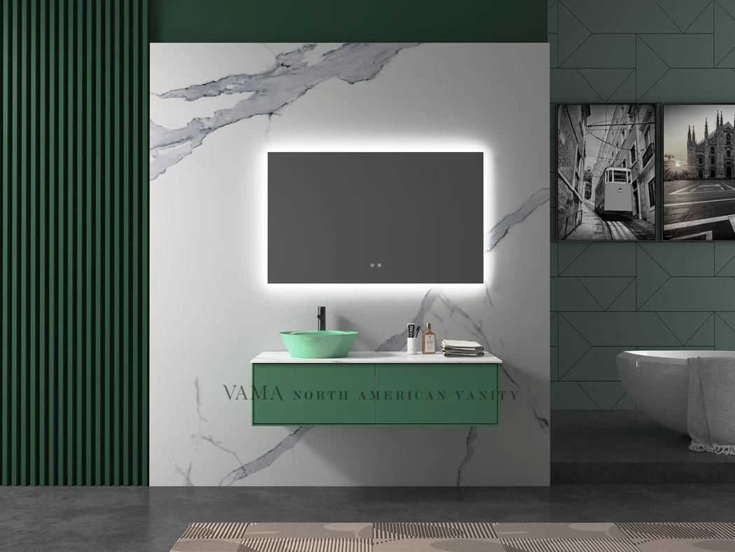 Vama Emerald Green Modern Design Cabinet Wall Mounted Bathroom Vanity with Double Sinks