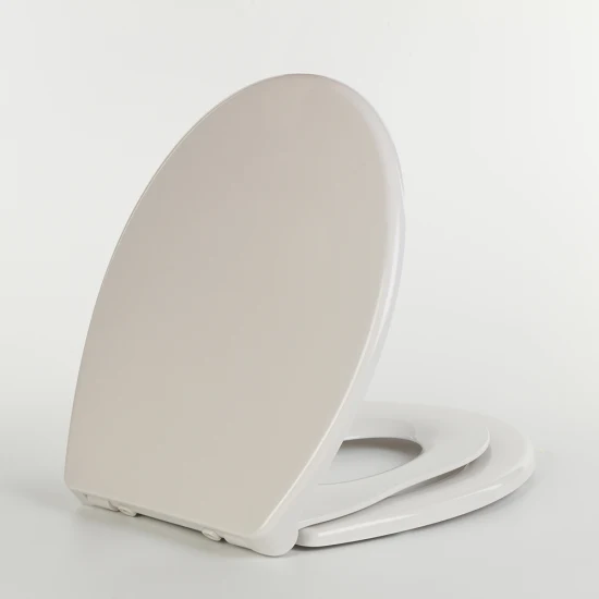 Langsamer Toilettensitz, langsam schließender Toilettensitz mit Bezug, einfach zu installieren und zu reinigen, abnehmbar, geeignet für längliche oder ovale Toiletten, Kunststoff, weiß